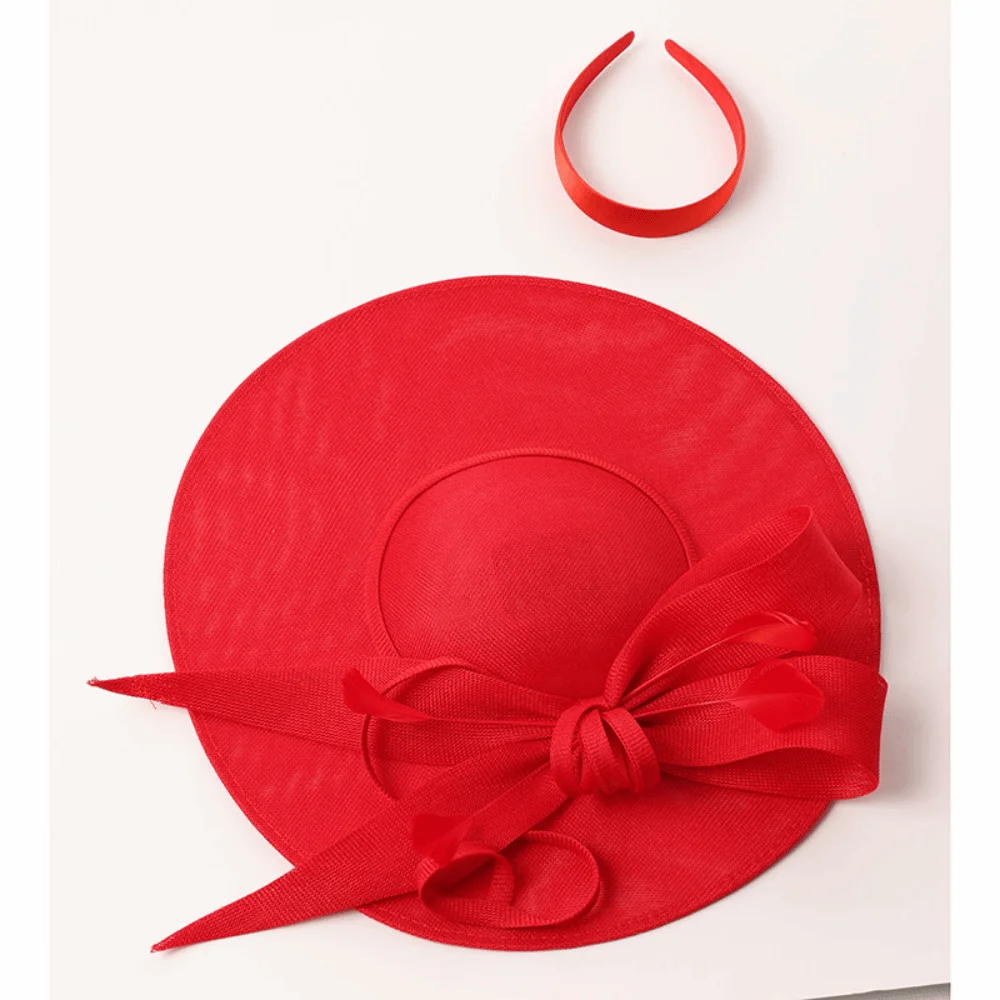 New Wide Brim Women Fascinator Hats Vintage Elegant Derby Hat with Headband Large Church Hats for Church Event