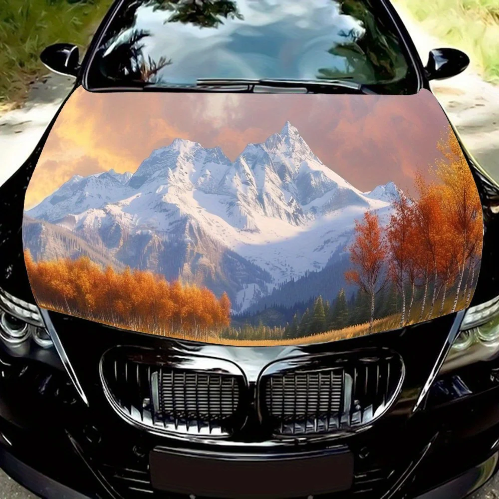 

Magnificent snow mountain pattern car vinyl material car hood film self-adhesive sticker waterproof and scratch resistant, suita