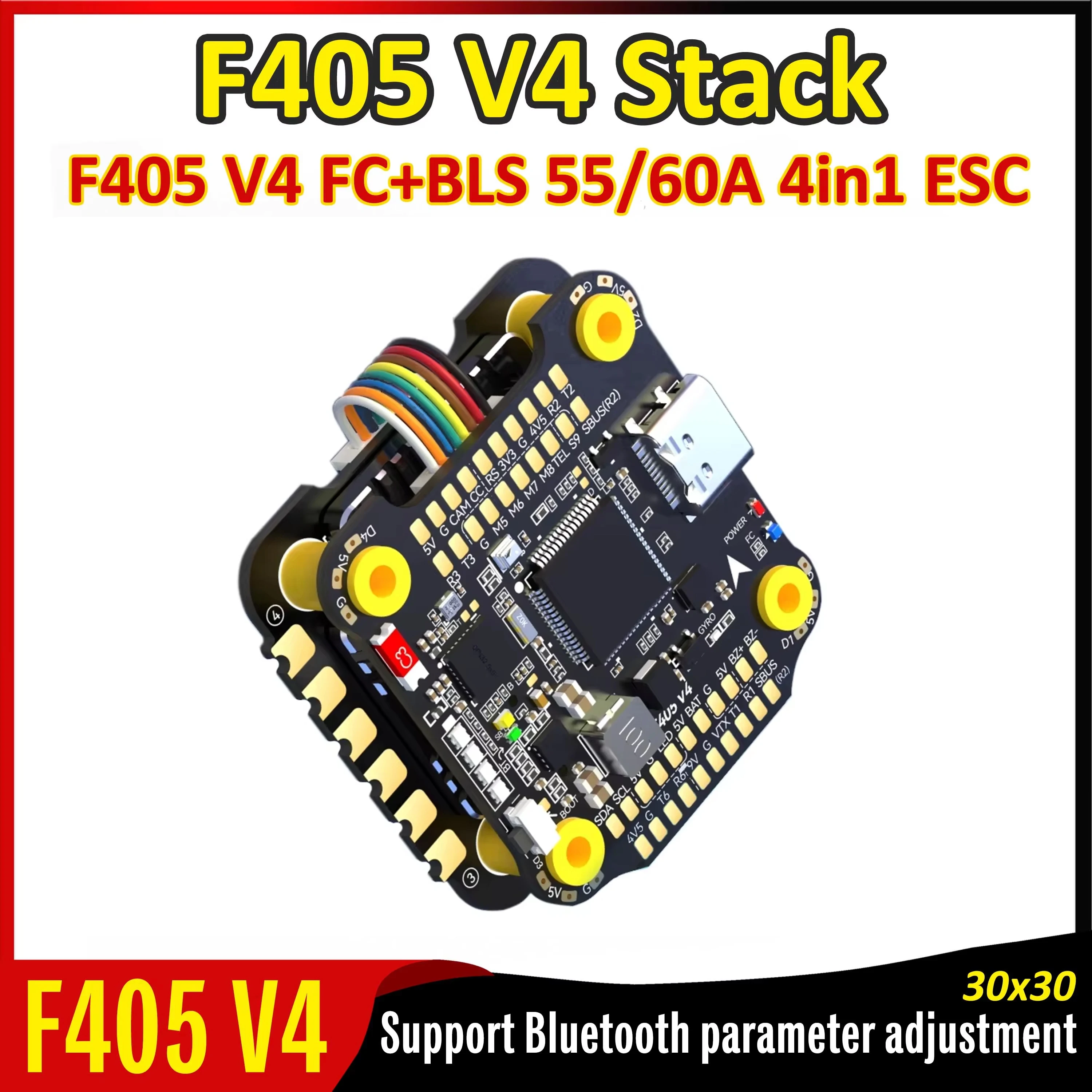 F405 V4 BLS 60A/55A 30x30 FC&ESC Flight Controller Stack BLS 60A/55A 4in1 ESC Configure Bluetooth for FPV Freestyle Drone Parts