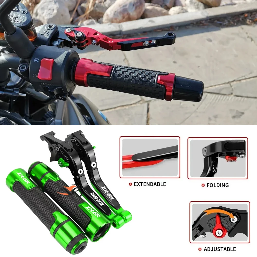 

For KAWASAKI NINJA ZX-6R 2007 - 2018 2017 2008 Motorcycle Folding Extendable CNC Adjustable Clutch Brake Levers Handbar Grips