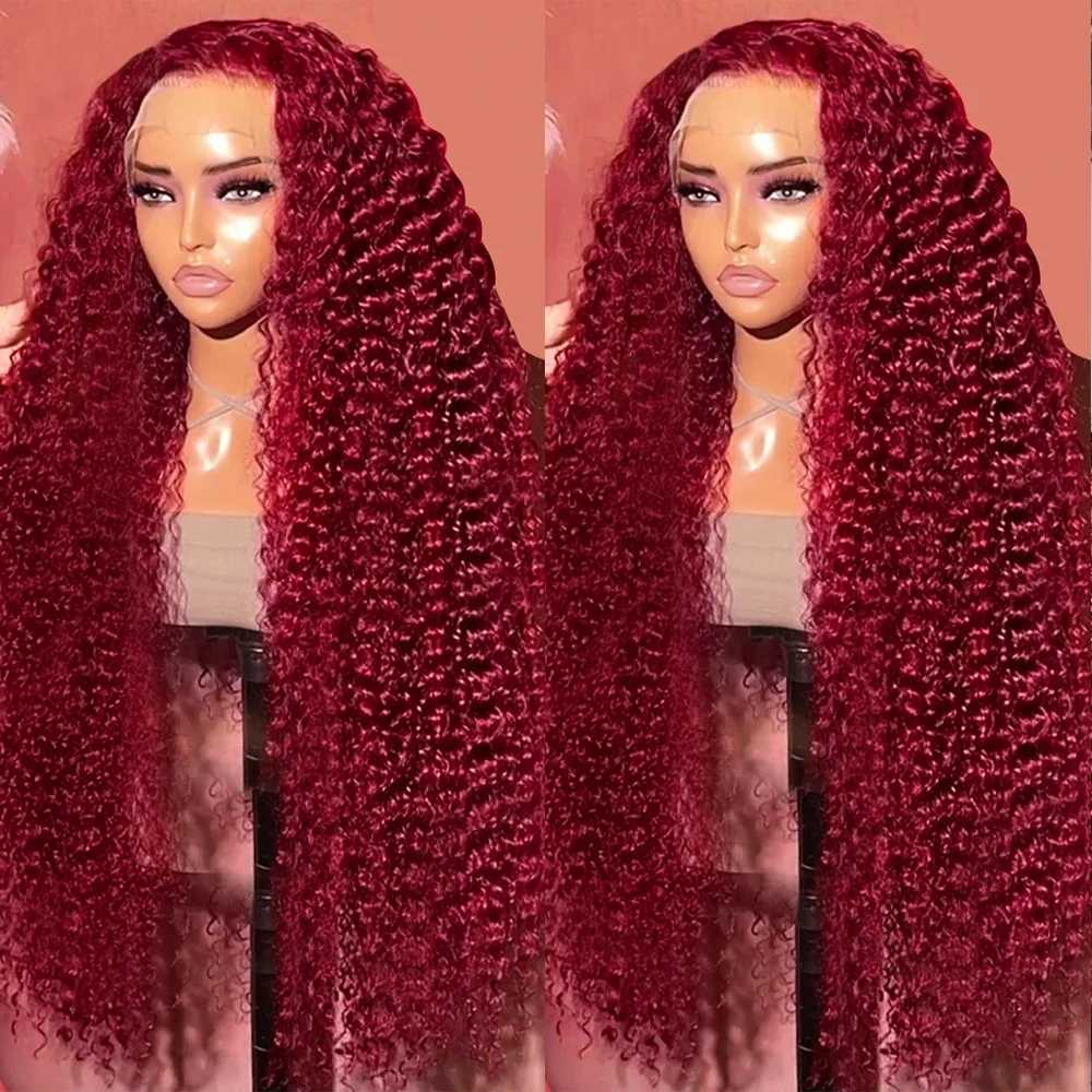 Mstoxic 99j Burgundy Frontal Lace Human Hair Wigs 180% Density deep wave 5×5 Lace Brazilian Human Hair Wigs For Black Women