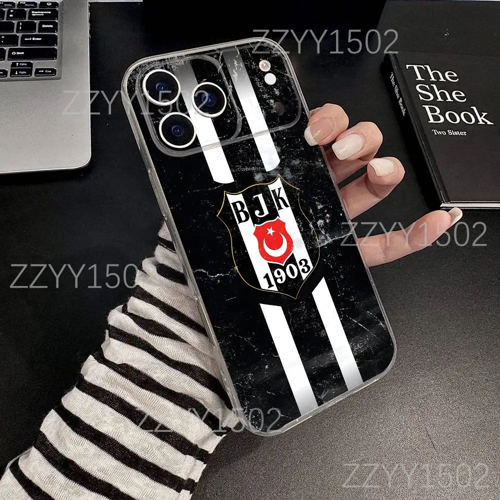 حافظة هاتف رياضية B-Besiktas B-JK لهواتف iPhone 17,16,15,14,13,12,11 Pro,Max,Plus,X,XS,XR,SE4,E Mini شفافة ناعمة