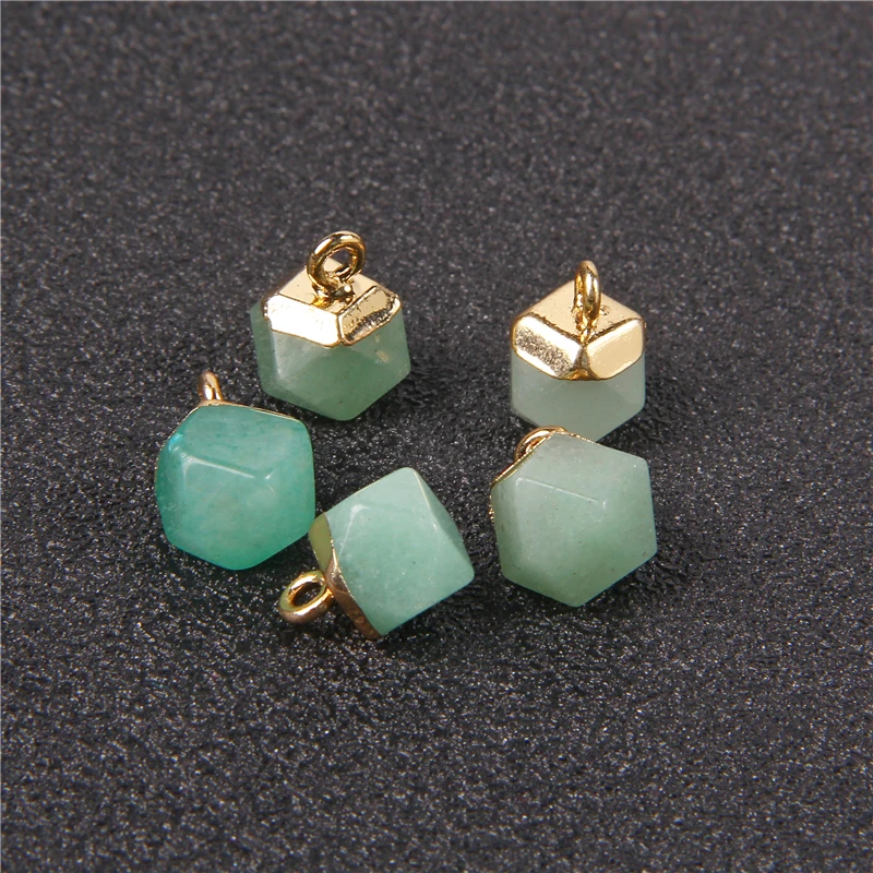 5 Stück Naturstein Quarz Kristall Anhänger Mode 11x9mm grün Malachit Opal Jade Perlen Charms für Schmuck herstellung DIY Halskette