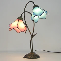 Tiffany Stained Glass Table Lamps for Living Room Bedroom Flower Desk Lamp Mediterranean Vintage Stand Light Fixtures Home Decor