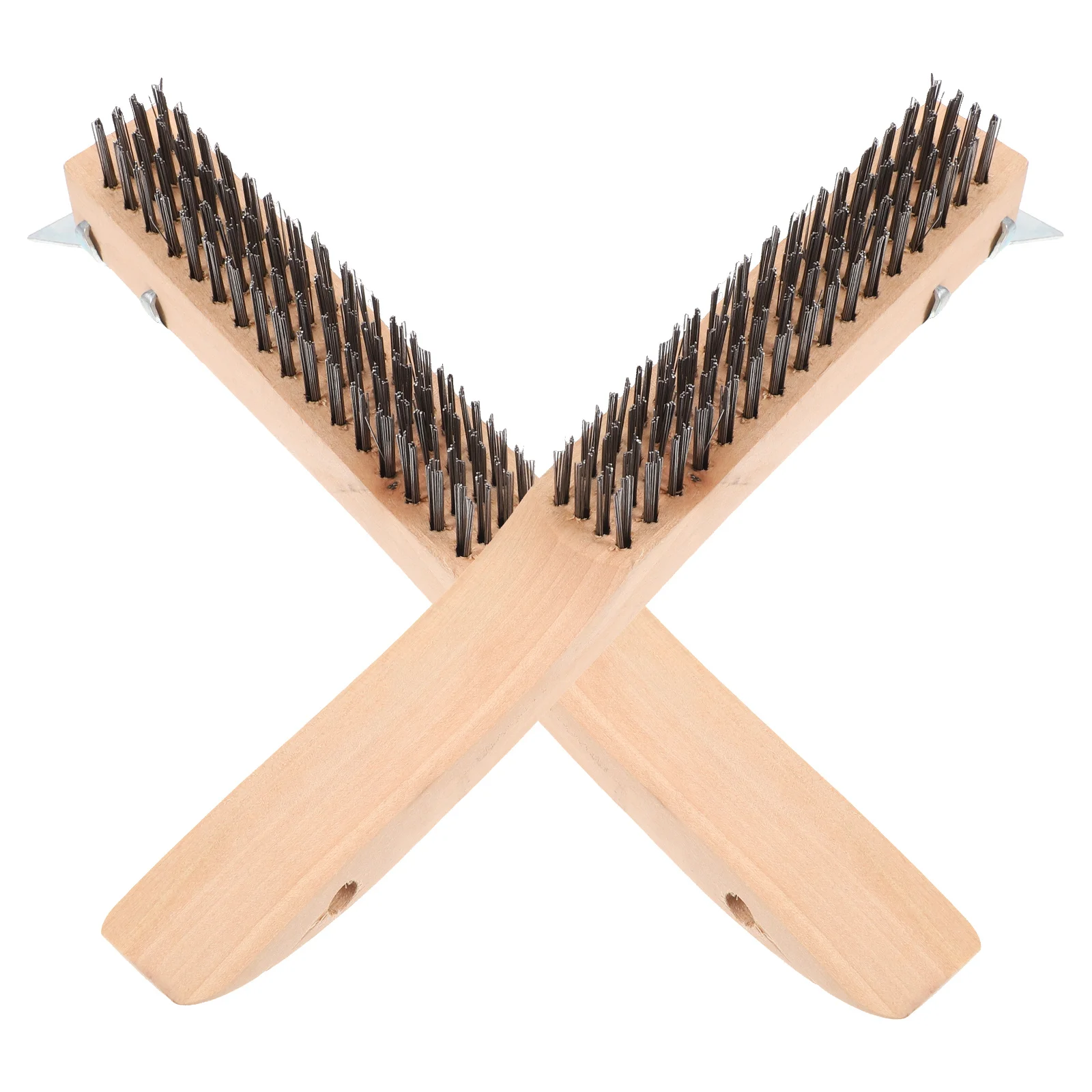 

2Pcs 14Inch Stainless Steel Wire Brush Set Wood Handle for Rust Paint Cleaning Metal Tools Grinding Accessories