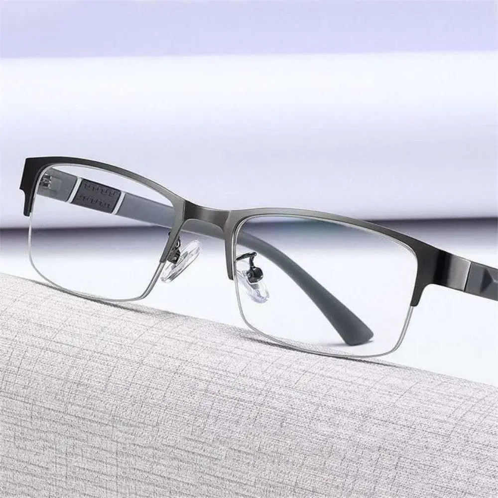 Blue Ray Blocking Anti-Blue Light Reading Glasses Eye Protection Ultralight Hyperopia Glasses Half Frame Metal Square Eyeglasses