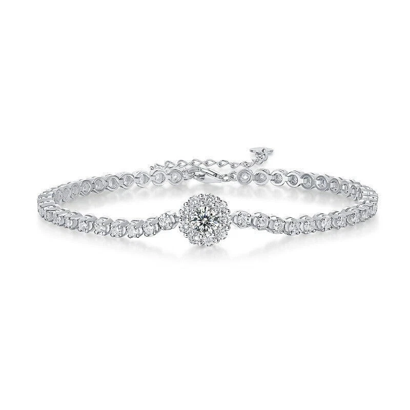 Apaison 0.5 Ct VVS1 Moissanite Tennis Chain Bracelet 925 Sterling Silver Passes Tester
