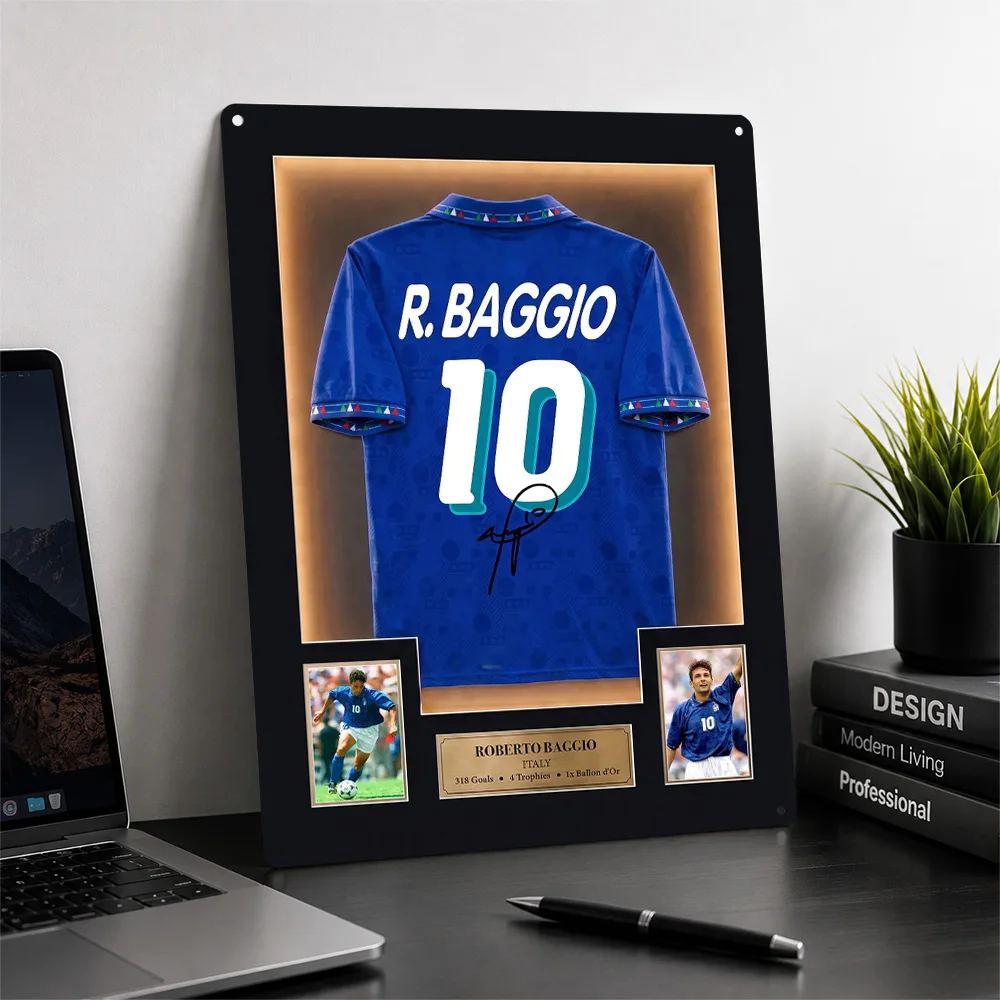 Roberto Baggio Memorabilia Poster Sports Wall Art Personalized Vintage Metal Tin Sign for Man Cave Gym Fan Gift Room Decoration