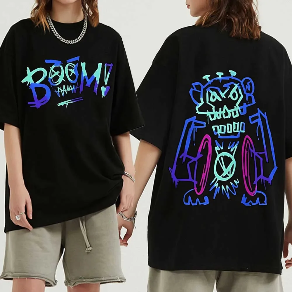 Hot Anime Arcane Jinx Graffiti T-shirt Man Women Harajuku O-neck Summer Casual Shirt