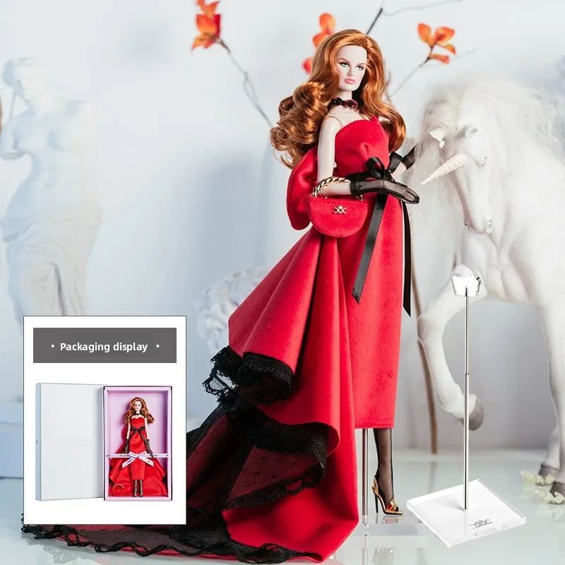 Lalka Supermodelka 32 cm z Ubraniami, z Uchwytami na Lalkę, Garnitur, Modna Sukienka Wieczorowa, Seria Sukienek Księżniczki, Zabawki DIY, Prezenty Kolekcjonerskie w Pudełku