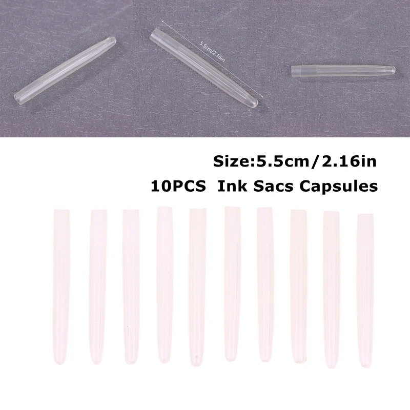 

10Pcs/lot Vintage Fountain Pen Reservoirs 5.5cm/2.16in Transparent Rubber Ink Sacs Capsules Repair Accessories
