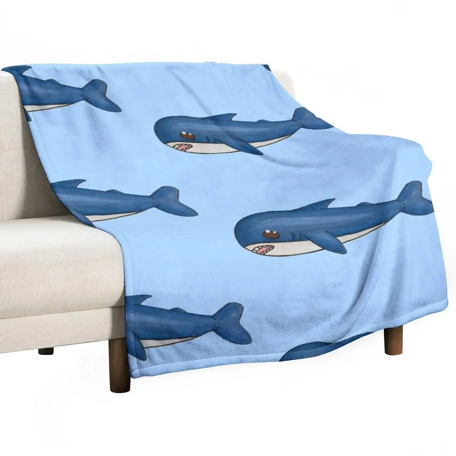 

Lil Sharky Throw Blanket Heavy Flannel Fabric Soft Plush Plaid Giant Sofa Blankets