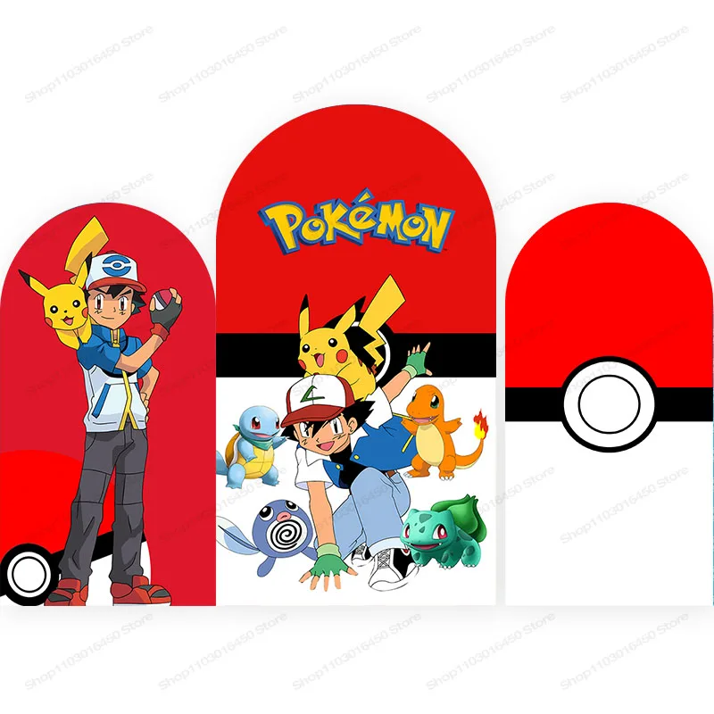 Pokémon Aláboltoz Háttérfüggöny gyerekeknek fiúk születésnapi Avatás decoratie Gúnyrajz doublesides fotózás Alátét Poliészter Műterem Kellékek