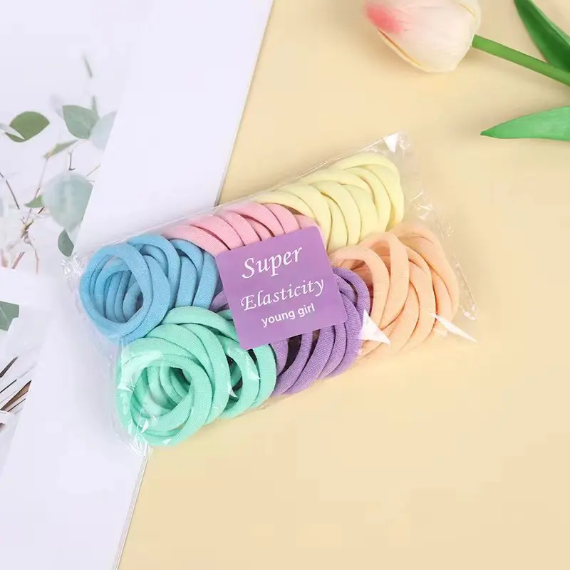 48Pcs 4CM Large Elastic Hair Bands Girls Colorful Nylon Headband For Children Ponytail Holder Scrunchie Women Hair Accessories image 5