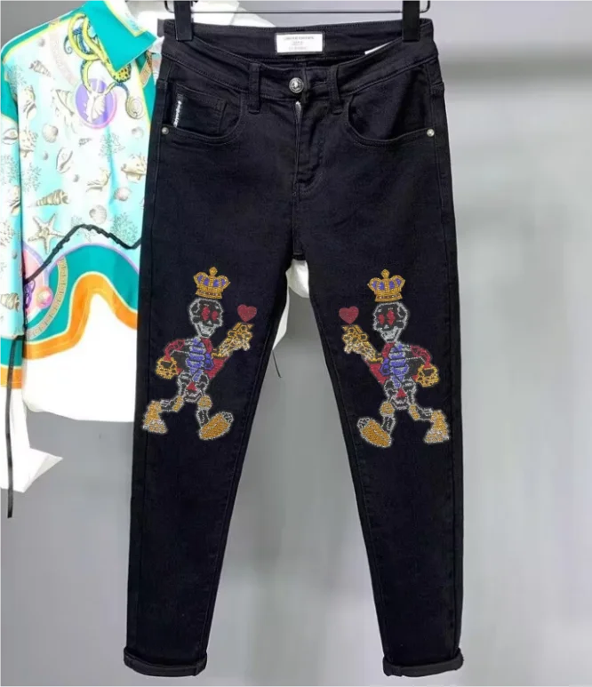 

Men Rhinestones jean Casual New Creative Design Funny Fashion Men Streetwear jean