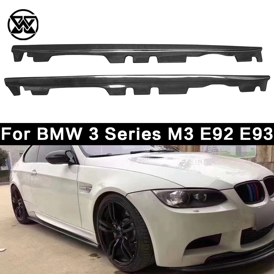 For BMW 3 Series M3 E92 E93 Carbon fiber Side Skirts Extensions Lip Flaps Apron Side Door Bumper panel Body Kit