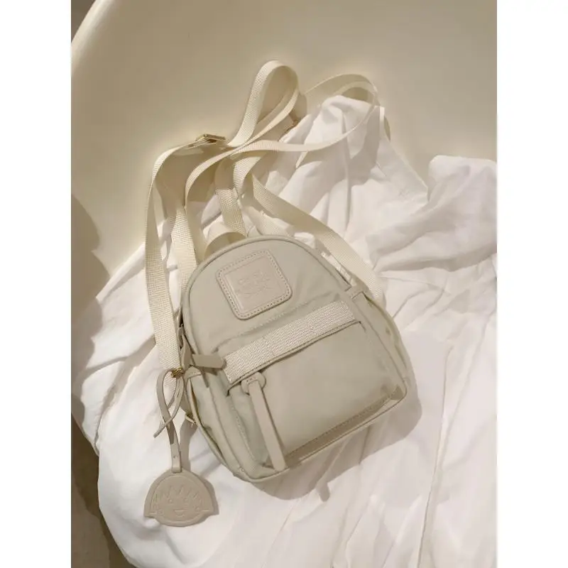 Japanese niche mini compact backpack solid color bright macaron green small backpack for shopping new style backpack