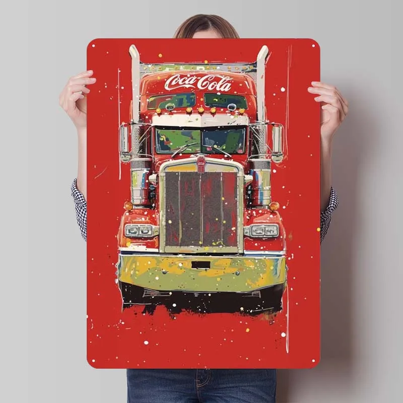 Coca Cola Holiday Hauler Tinplate Sign Car Poster Bathroom Decor Retro Metal Sign for Garage Wall Decoration Outdoor Decors Home