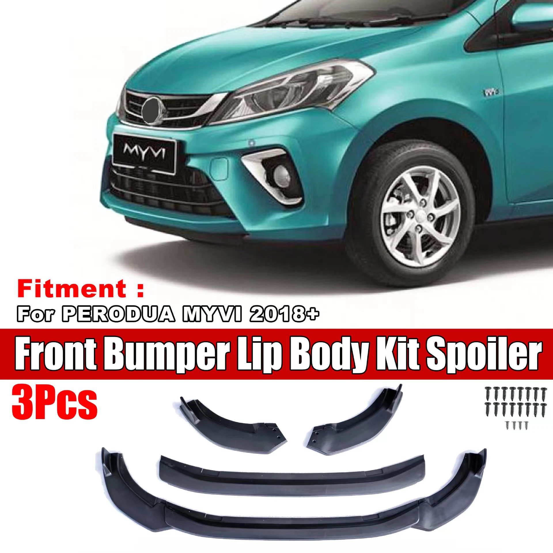 Car Front Bumper Lip Splitter Spoiler Diffuser Guard Trim for perodua MYVI 2018+ Front Spoiler For Car Tuning / Strip