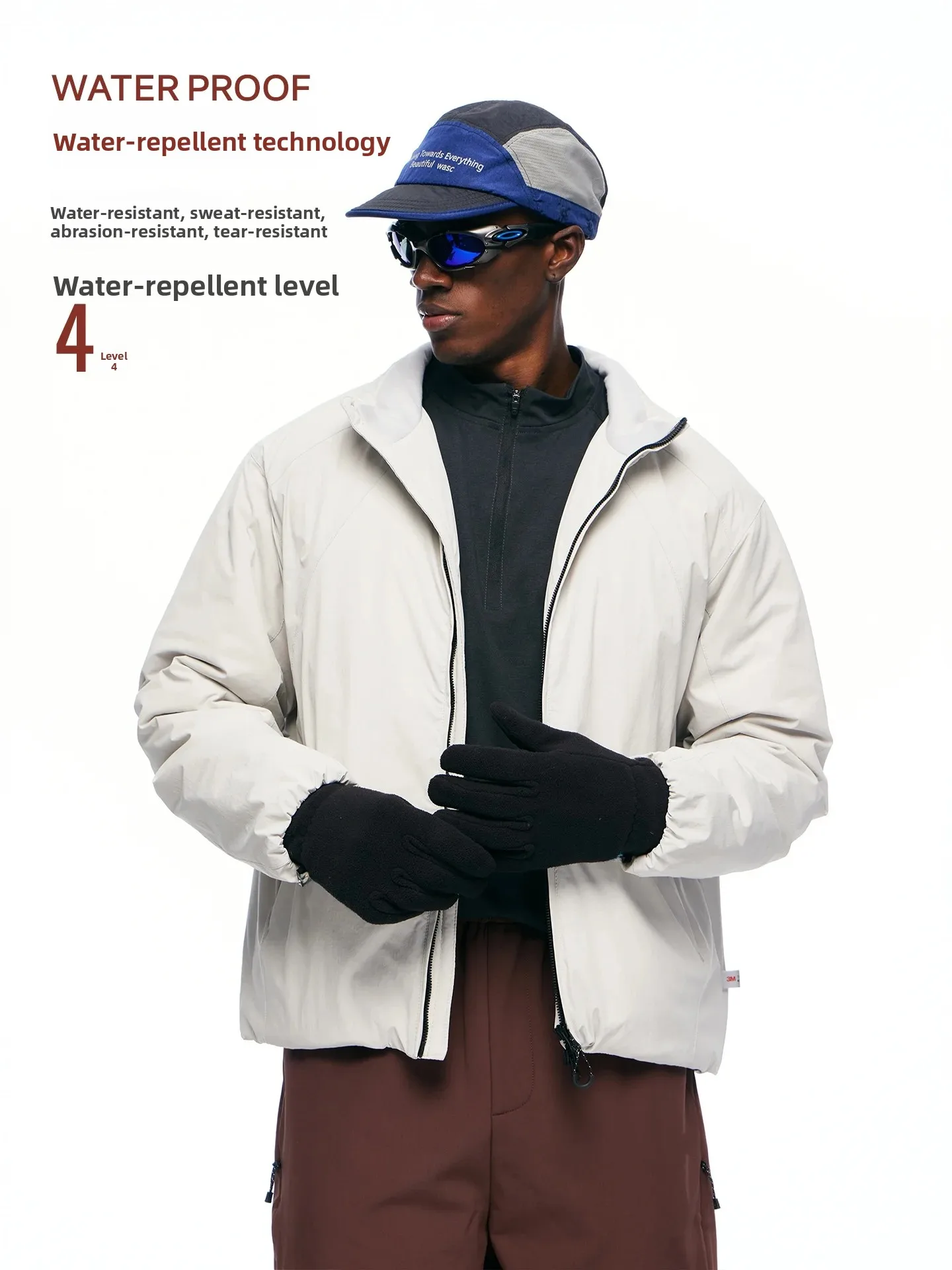 ARTANNIE Men's Thickened Cotton Jacket Outdoor Water-Resistant New Snow Cotton Winter Warm Coat Couple's Collar Casual Style