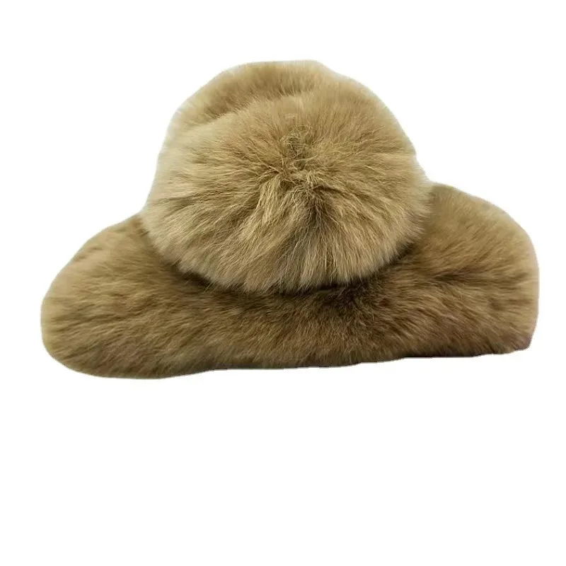 2022 Fashion Autumn Winter Rabbit Fur Plush Ball Oversized Hair Claw Temperament Fluffy Soft Hair Clip for Women Headwear