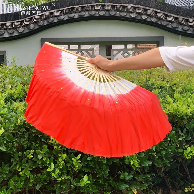 Fã de seda imitação dupla face para mulheres, dança do ventre adereços quadrados, dança folclórica chinesa fã curto, 1 pc