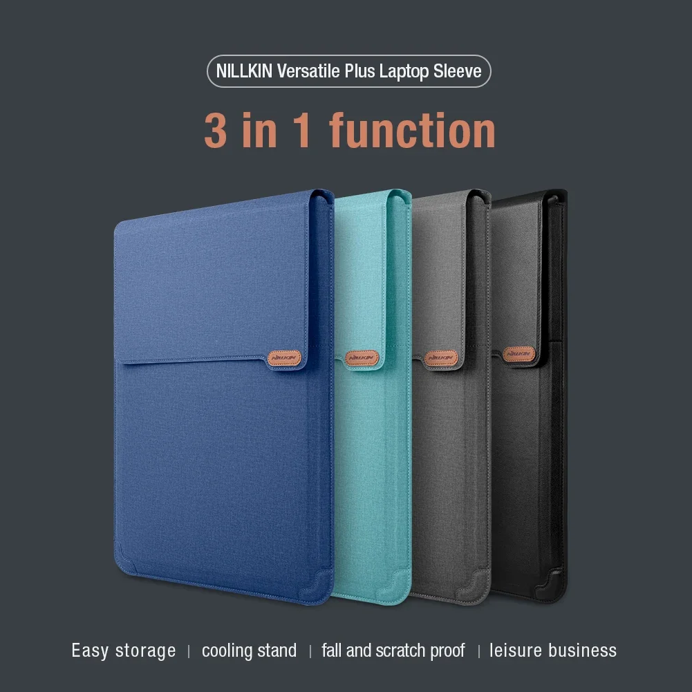 NILLKIN Versatile Laptop Sleeve Cooling Stand Multi-Function Case Mouse Pad Notebook Sleeve Bag for Macbook Pro 15.6-16.1 inch