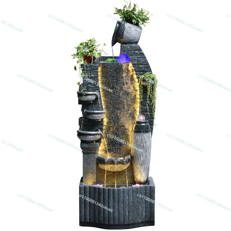 

Flowing Water Ornament Living Room Light Luxury Landscape Circulating Water Curtain Wall Rockery Feng Shui Wheel Generates