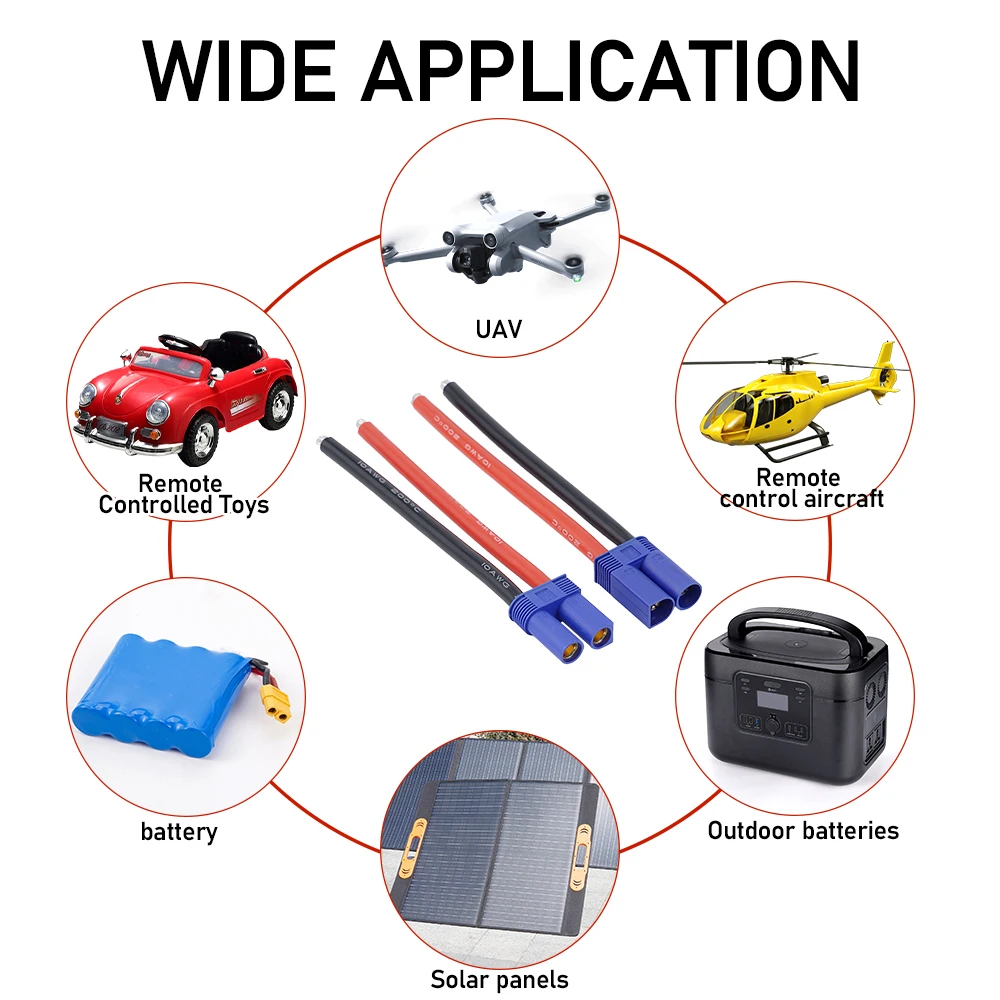 10AWG EC5 Kabel Daya Awal Pria/Wanita 10Cm Kawat Tembaga Kaleng Silikon Model Kawat Sambungan Pesawat Arus Tinggi