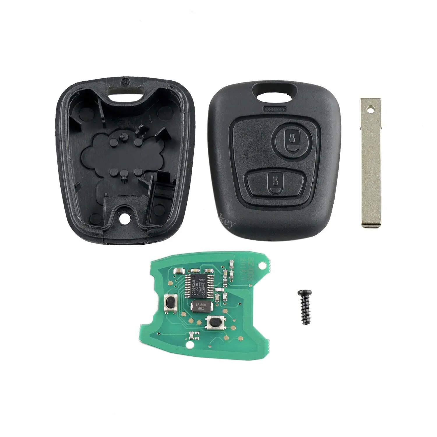 Mando a distancia para coche, llave con 2 botones, Chip ID46, 107 MHz, para Peugeot 207, 307, Citroen C1