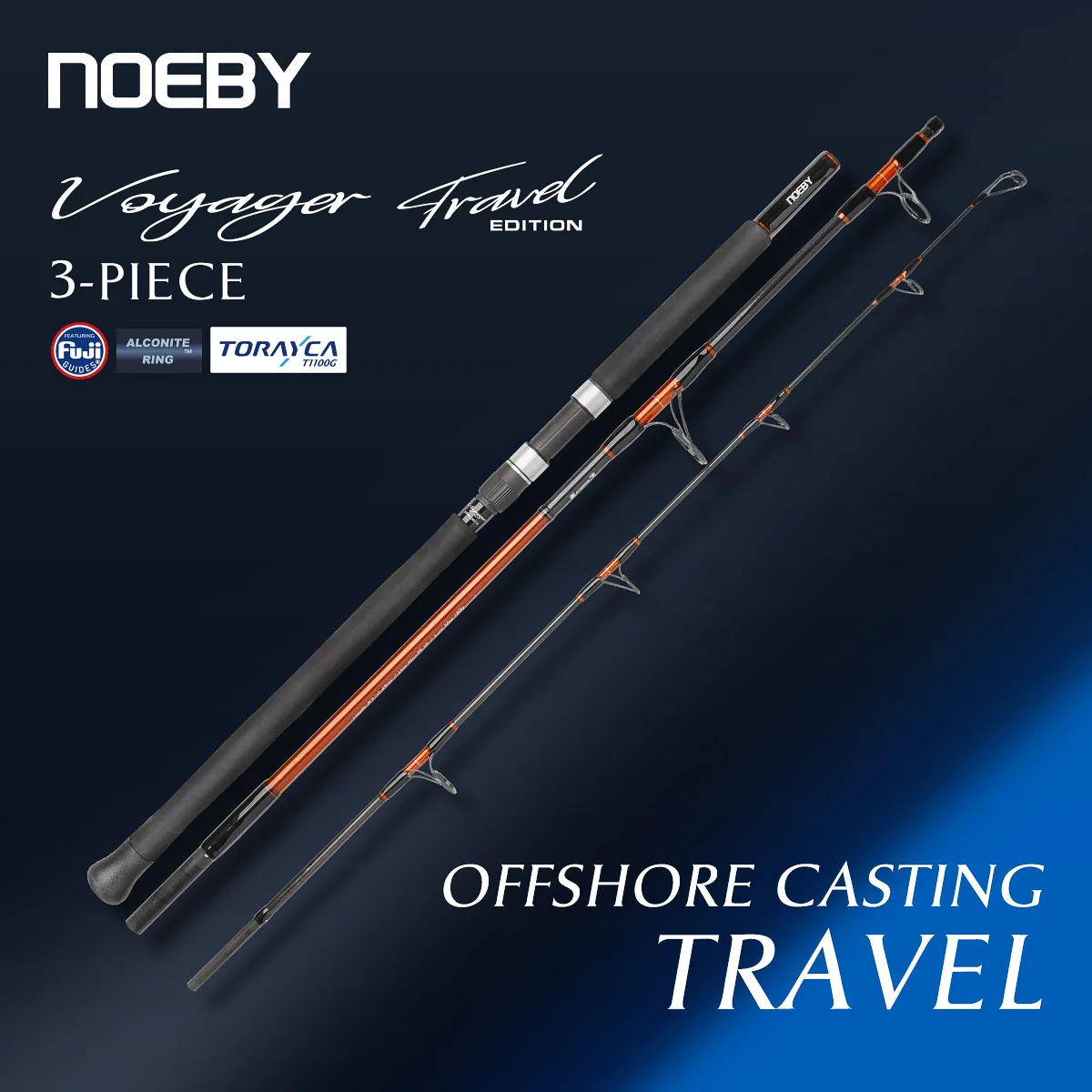 Noeby 3 Sections Voyager Travel Popping Fishing Rod 2.49m Fuji Parts Big Game Fishing GT Kingfish Offshore Casting Fishing Rod