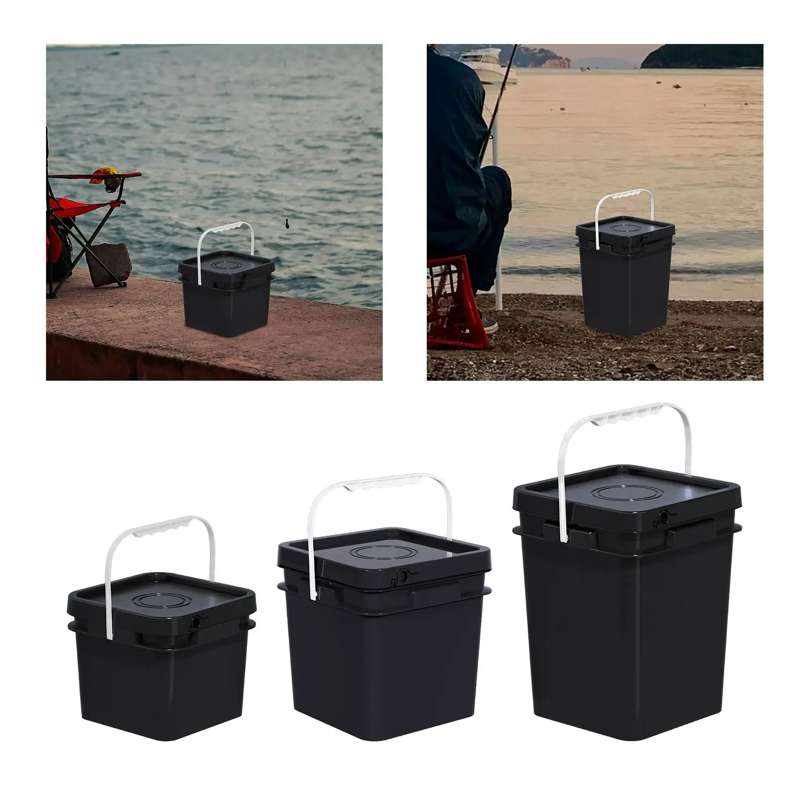 

Food Storage Pail Square Bucket with Handle and Lid Heavy Duty Container Paint Bucket for Industrial Paint Water Kitchen Home