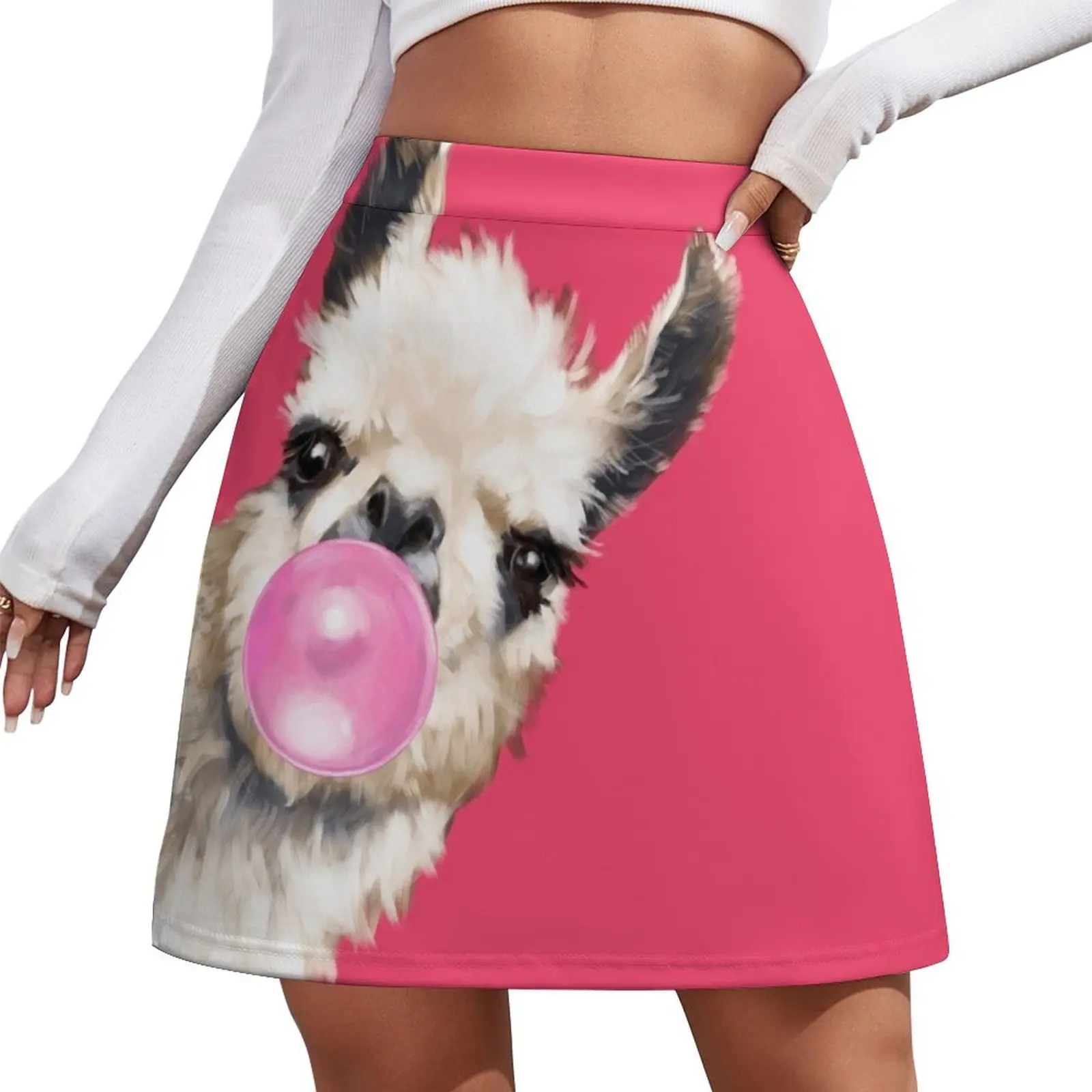 

Bubble Gum Sneaky Llama in Red Mini Skirt fashion korean clothing women's golf wear summer Women's summer skirts