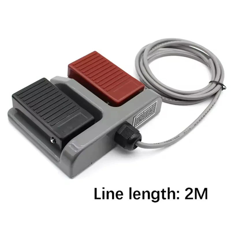AB66-Foot Switch MDFS-65 Double Foot Pedal Switch Self-Reset With Wire 3A/220VAC