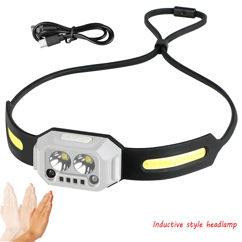 Nuovo sensore in Silicone faro tipo-C ricarica Outdoor Running ciclismo portatile Flood LED Headlight