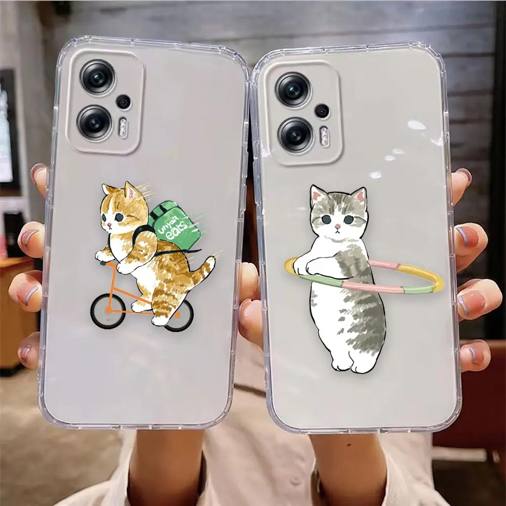 Clear Case For Redmi A1 A2 A3 7 8 9 9A 9C 9T 10A 10X 10 10C 12 12C 13 13C K40 Pro Case Funda Capa Cute Cat Cartoon Illustration