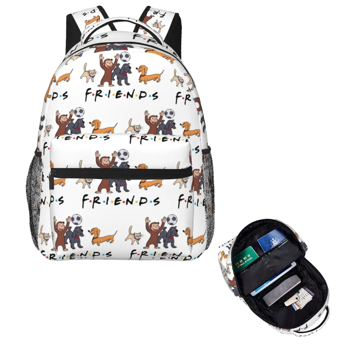 George Friends Student Backpack School Bag Hiking Travel Daypack for Men Women Fashion Bookbag Shoulder Bags