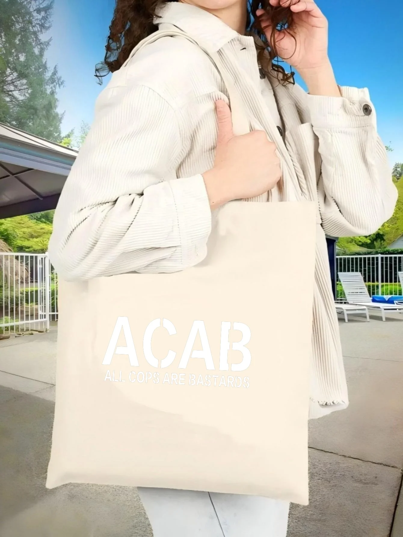 

Сумка-тоут унисекс из холщовой ткани ACAB ALL COPS ARE BA 2026, новинка, вместительная, прочная, многоразовая, многофункциональная, на плечо, для повседневного использования