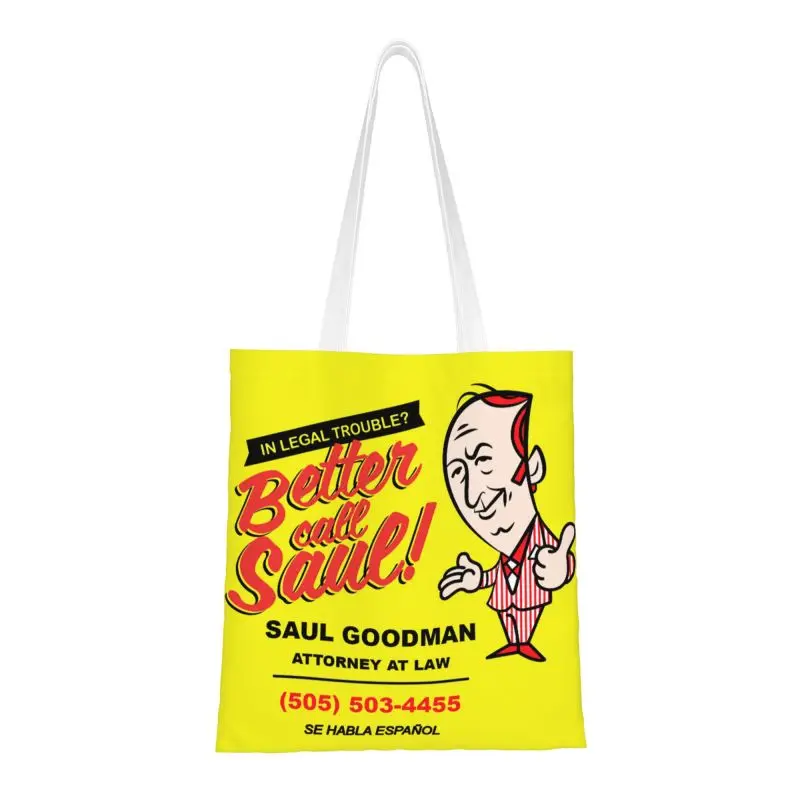 Better Call Saul Saul Goodman Groceries Shopping Tote Bags Women Breaking Bad Canvas Shopper Shoulder Bags Big Capacity Handbag