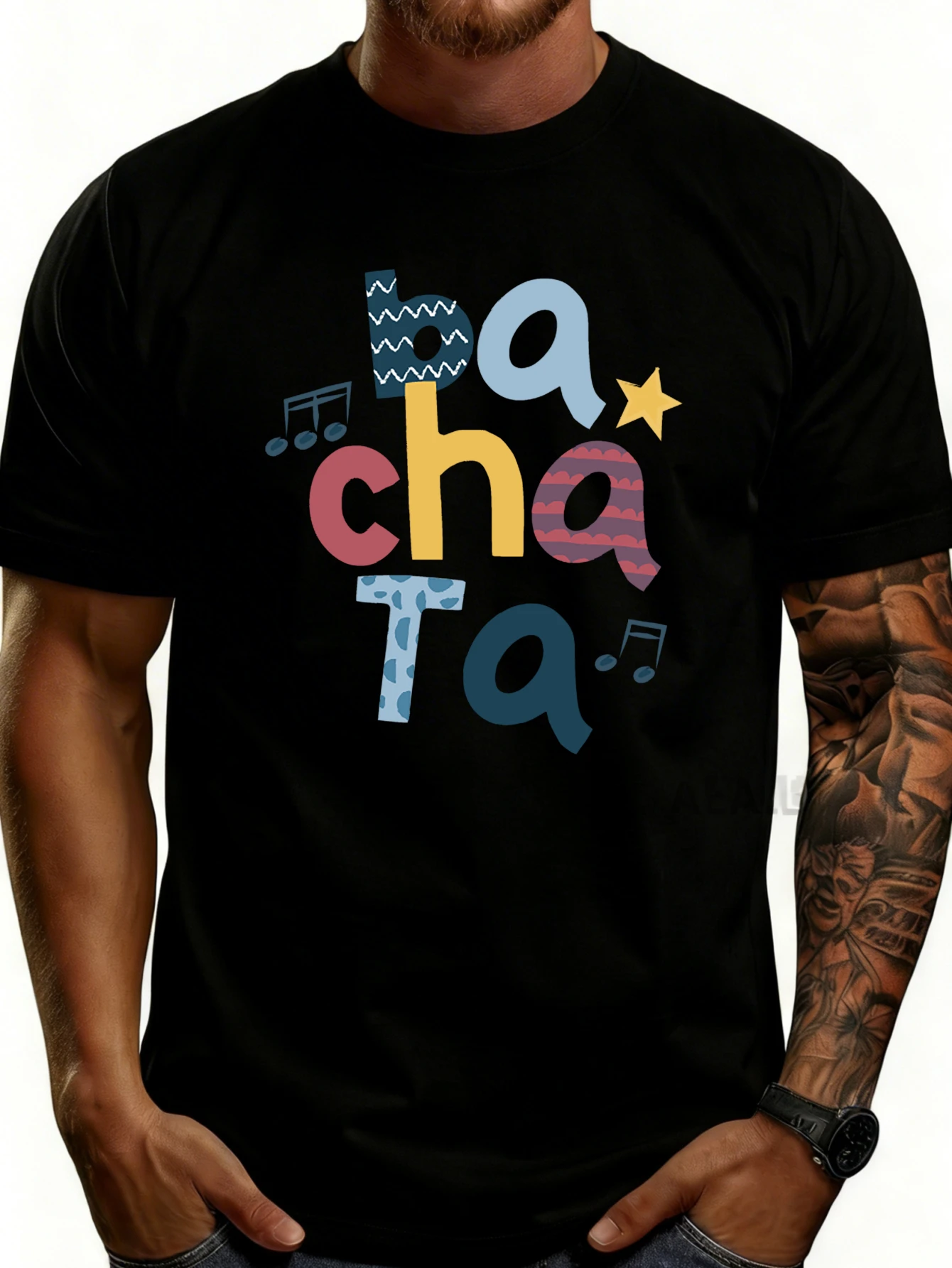 Camiseta informal para hombre con tema de música y baile de bachata, ropa de verano, regalo para amantes de la música