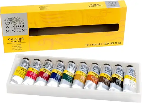 Pintura acrílica Winsor & Newton Galeria, juego de pintura en tubo de 10 x 60 ml (2 oz)