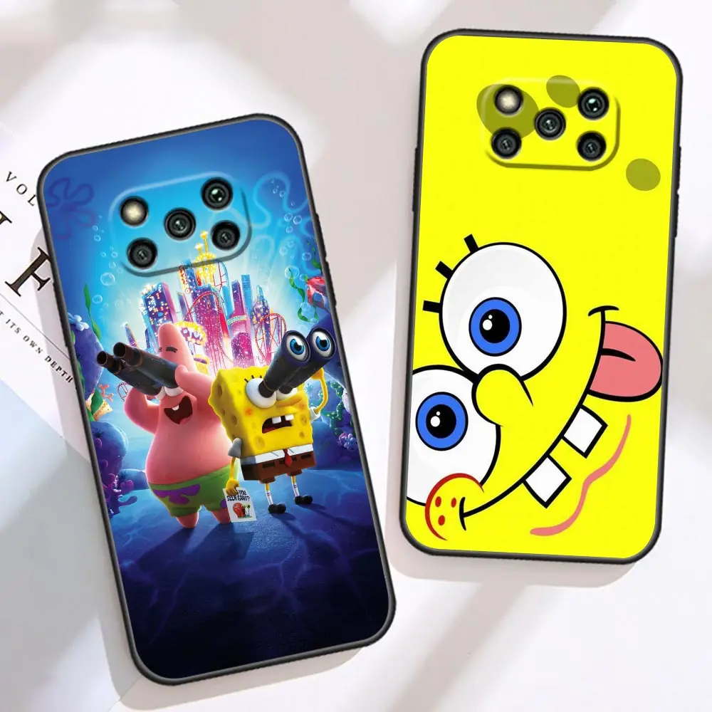 Happy S-SpongeBob S-SquarePants Phone Case For Xiaomi Poco X5 X4 X3 M5 M4 M3 F5 F4 F3 GT Pro NFC Black Shark 5 Mix 4 Case Funda