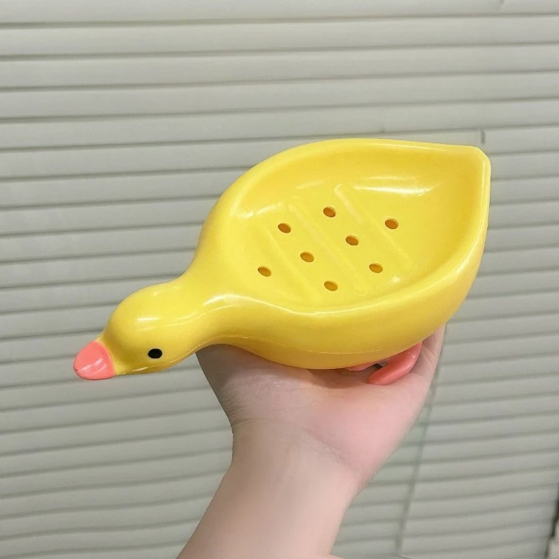 Duckling Soap Box Toilet Drain Duck Cute Household Washstand Storage Soap Box Soap, White Duck, Yellow Duck Optional