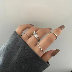 4pcs Butterfly Set For Girls Women Charm Steel Adjustable Hip Hop Finger Jewelry Trendy Accessories