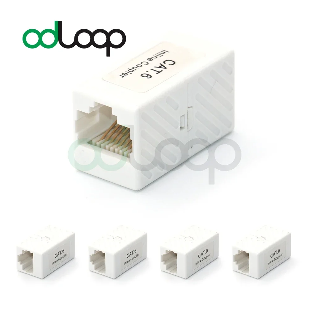 

ODLOOP 5-PACK CAT6 Keystone Jack Inline Coupler RJ45 8P8C Connector 10Gbps for Ethernet LAN Cable Extender Adapter