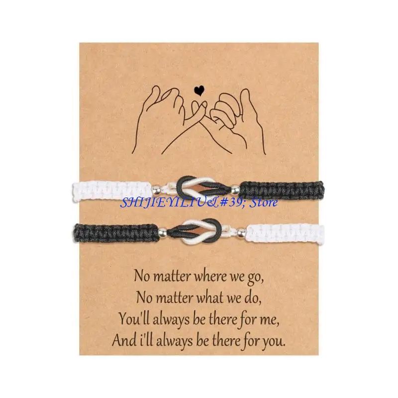 E21F Heartwarming Couple Bracelet with Interwoven Knot for Couples Friend Handmade Anniversary Valentines Gifts