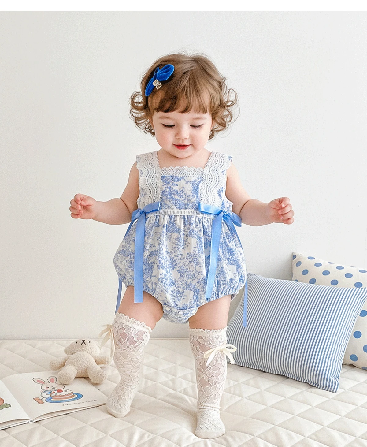 Korean Children Clothing 2026 Summer New Girls Baby High-end Bag Fart Clothes Sweet Bow Princess Rompers