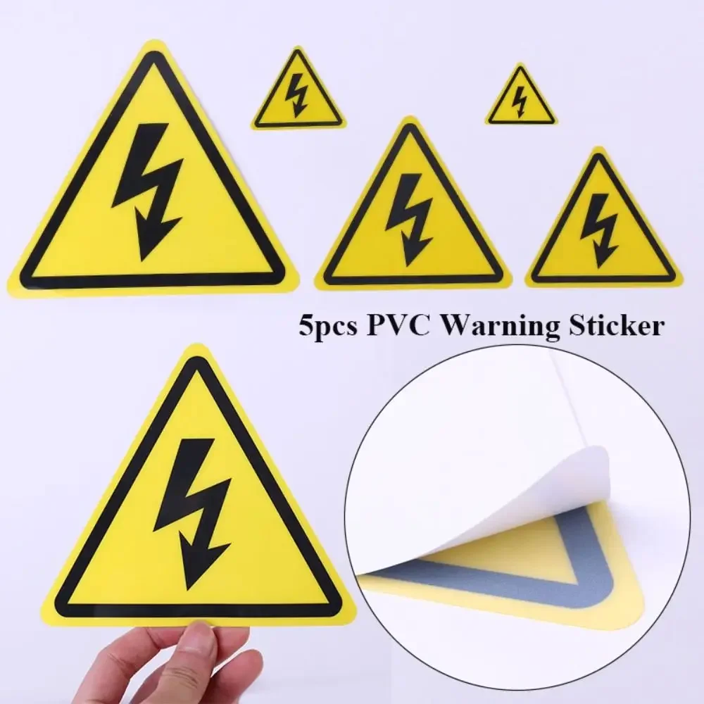 5pcs Yellow Warning Sticker 5/10/15cm Accessories Electrical Shock Hazard Danger Notice Danger Forelectric Box