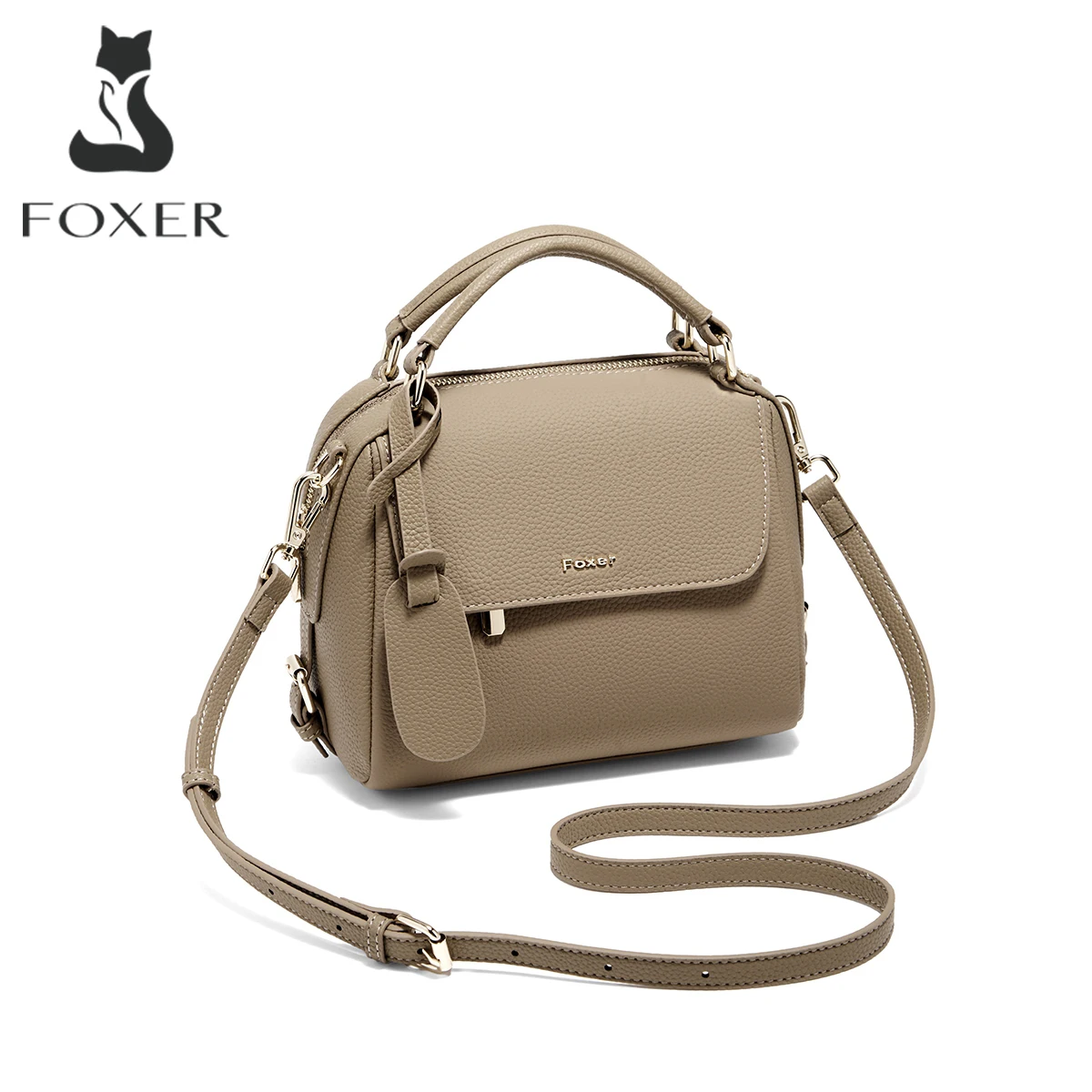 

Женская сумка через плечо FOXER из натуральной кожи, винтажная сумка-бостон, модная женская сумка-кроссбоди для повседневного использования и вечеринок