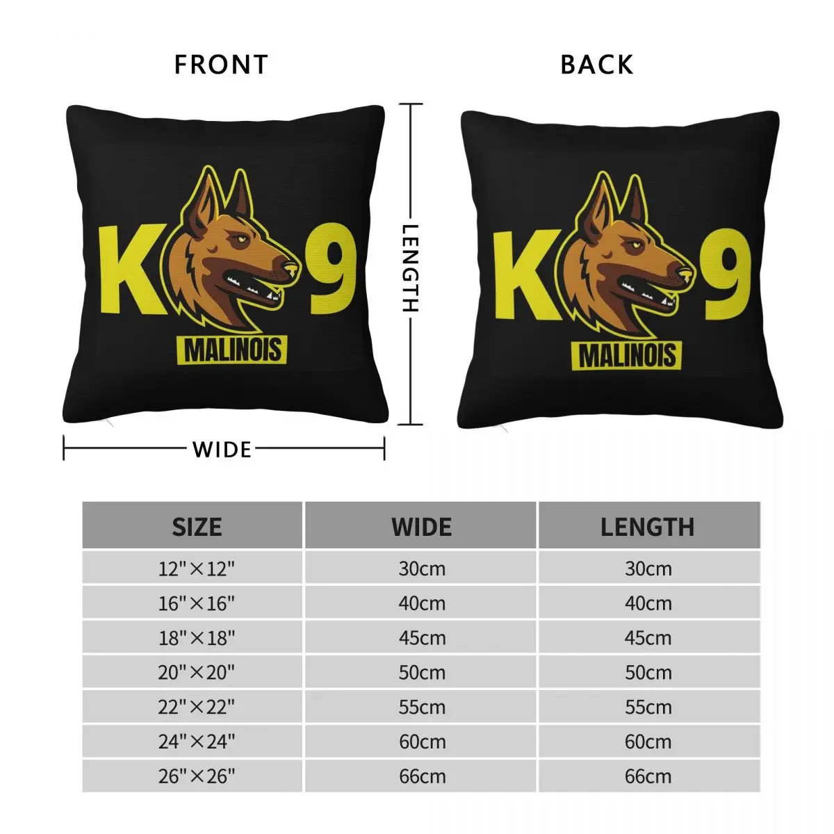 K9 Unit Belgian Malinois Police Dog Square Pillowcase Pillow Cover Cushion Zip Decorative Comfort Throw Pillow for Home Bedroom